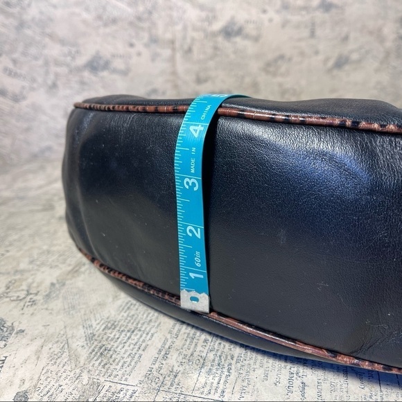 BRAHMIN Brown Black Croc Embossed Leather Shoulder Bag 90s - Picture 10 of 12